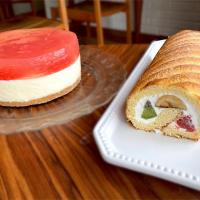 グレープフルーツレアチーズケーキ&ビスキュイロールケーキ🎂